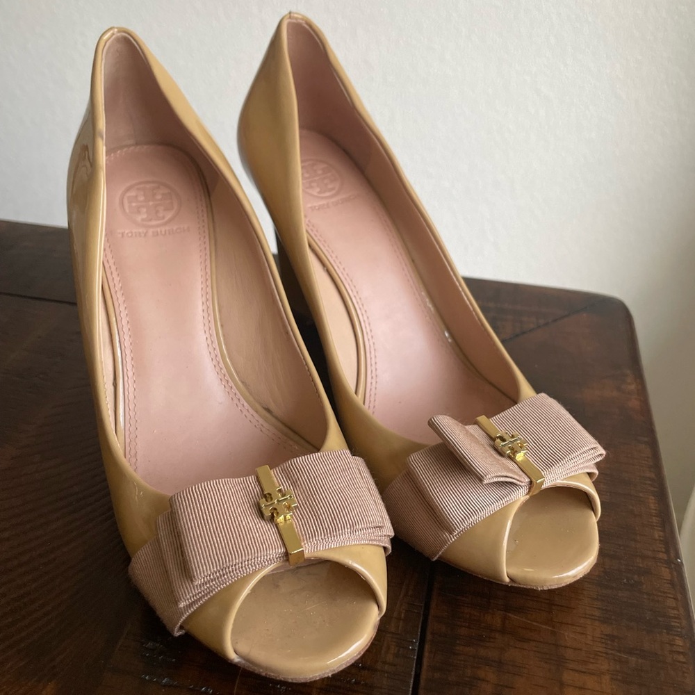 Tory Burch peep toe wedge